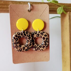 Boucles petit modèle carré léopard et jaune citron