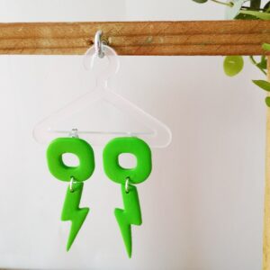 Bijoux éclair et carré vert pomme