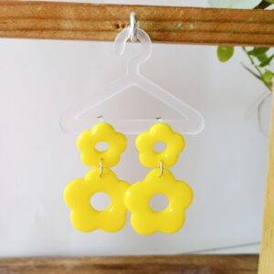 Bijoux 2 fleurs jaune citron