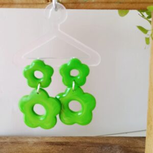 Bijoux 2 fleurs vert pomme