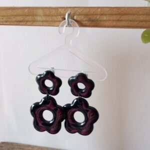 Bijoux 2 fleurs noires