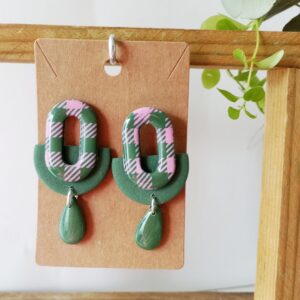 Bijoux vichy rose et vert