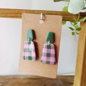 Bijoux vichy rose et vert