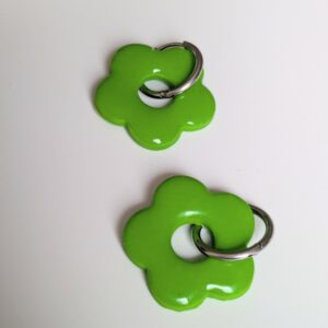 Pampilles interchangeables pour créoles / grande fleurs vert pomme