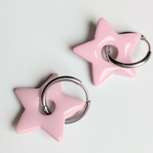 Pampilles interchangeables pour créoles / étoile rose clair