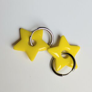 Pampilles interchangeables pour créoles / étoile jaune citron