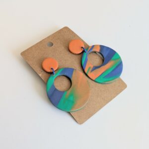 Bijoux cercle arrondi orange , bleu et vert