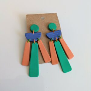 Bijoux long orange , bleu et vert