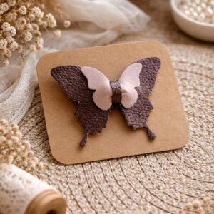 Barrette papillon marron