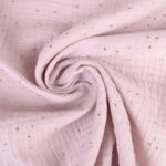 double gaze à pois dorés bois de rose clair