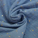 double gaze à pois dorés vieux bleu