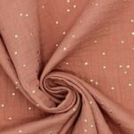 Double gaze pois dorés marsala