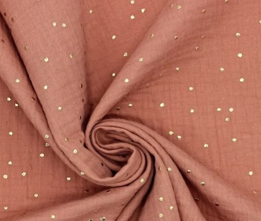 Double gaze pois dorés marsala