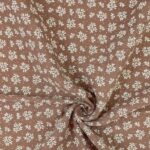 double gaze imprimée fleurs fond chataîgne