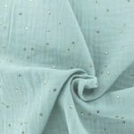 Double gaze pois dorés menthe clair