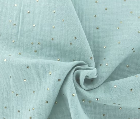 Double gaze pois dorés menthe clair