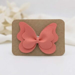 Barrette papillon corail foncé