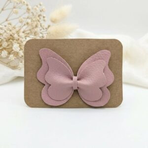 Barrette papillon bois de rose